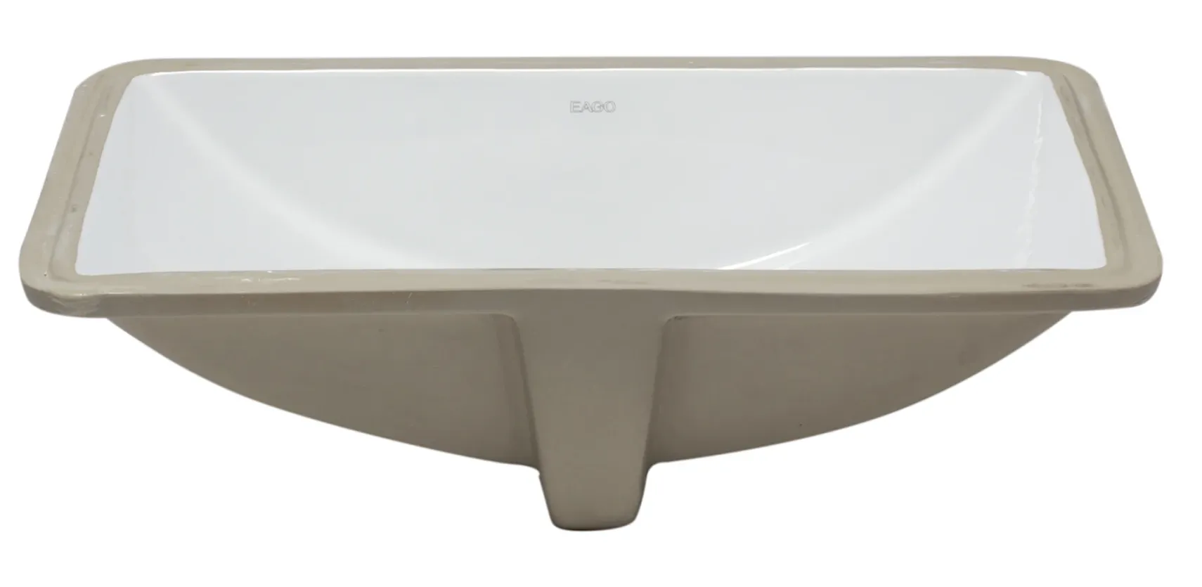 Eago 22" x 15" Rectangle Under Mount Porcelain Bathroom Sink, White, No Faucet Hole, BC227
