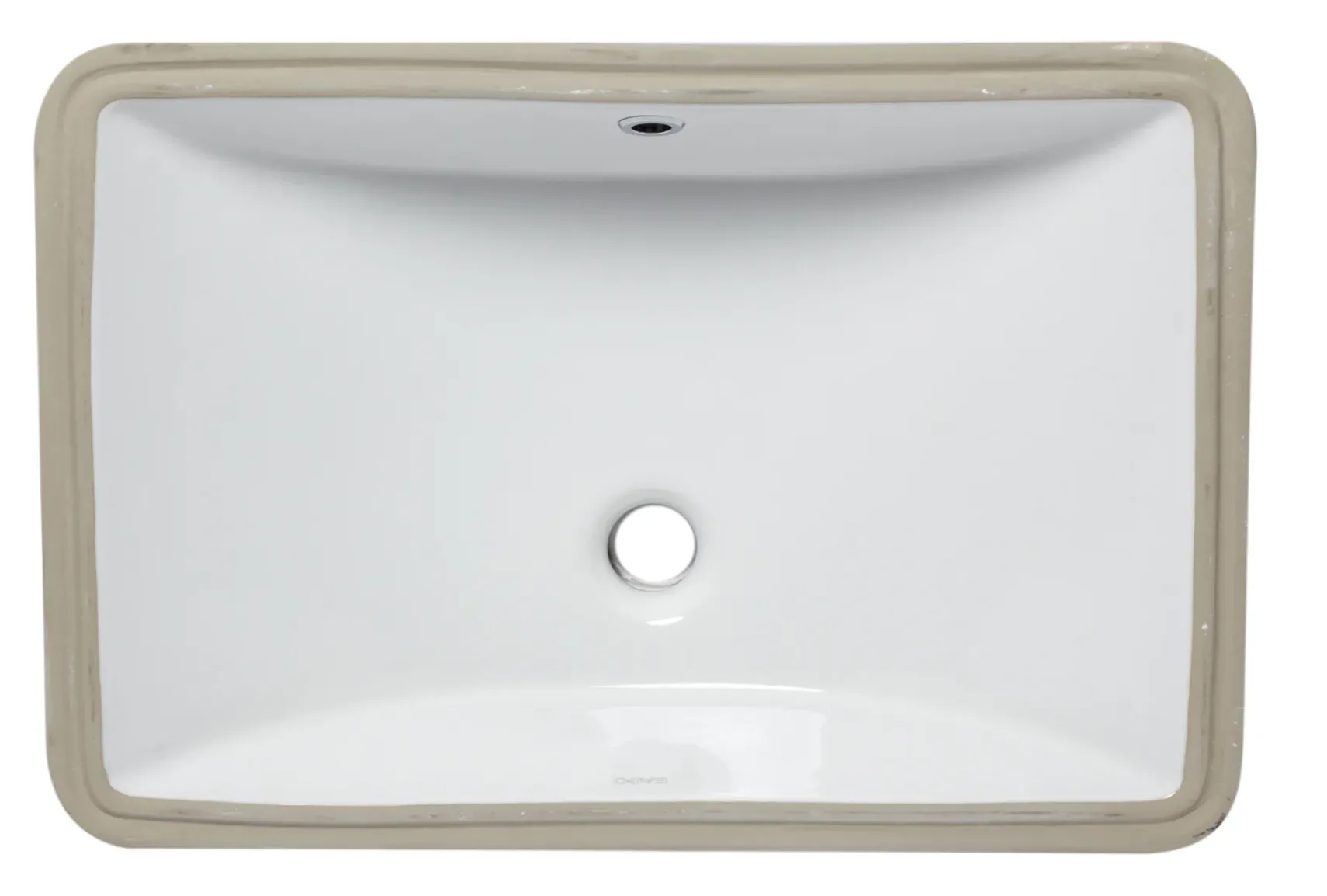Eago 22" x 15" Rectangle Under Mount Porcelain Bathroom Sink, White, No Faucet Hole, BC227