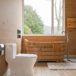 EAGO Porcelain, White, TB353 Dual Flush One Piece Eco-Friendly High-Efficiency Low Flush Ceramic Toilet