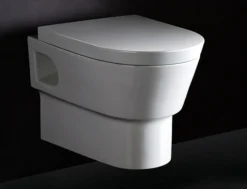 EAGO Porcelain, White, WD332 Round Modern Wall Mount Dual Flush Toilet Bowl