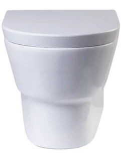 EAGO Porcelain, White, WD332 Round Modern Wall Mount Dual Flush Toilet Bowl