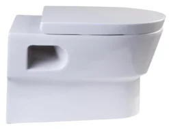 EAGO Porcelain, White, WD332 Round Modern Wall Mount Dual Flush Toilet Bowl