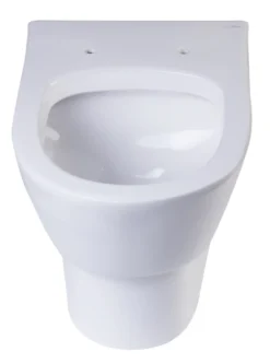 EAGO Porcelain, White, WD332 Round Modern Wall Mount Dual Flush Toilet Bowl
