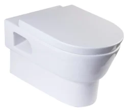 EAGO Porcelain, White, WD332 Round Modern Wall Mount Dual Flush Toilet Bowl