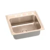 Elkay 22" Drop In/Topmount CuVerro Antimicrobial Copper ADA Kitchen Sink, Lustrous Satin, 3 Faucet Holes, LRAD2219553-CU