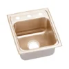 Elkay 13" Drop In/Topmount CuVerro Antimicrobial Copper ADA Kitchen Sink, Lustrous Satin, 1 Faucet Hole, LRAD1316651-CU