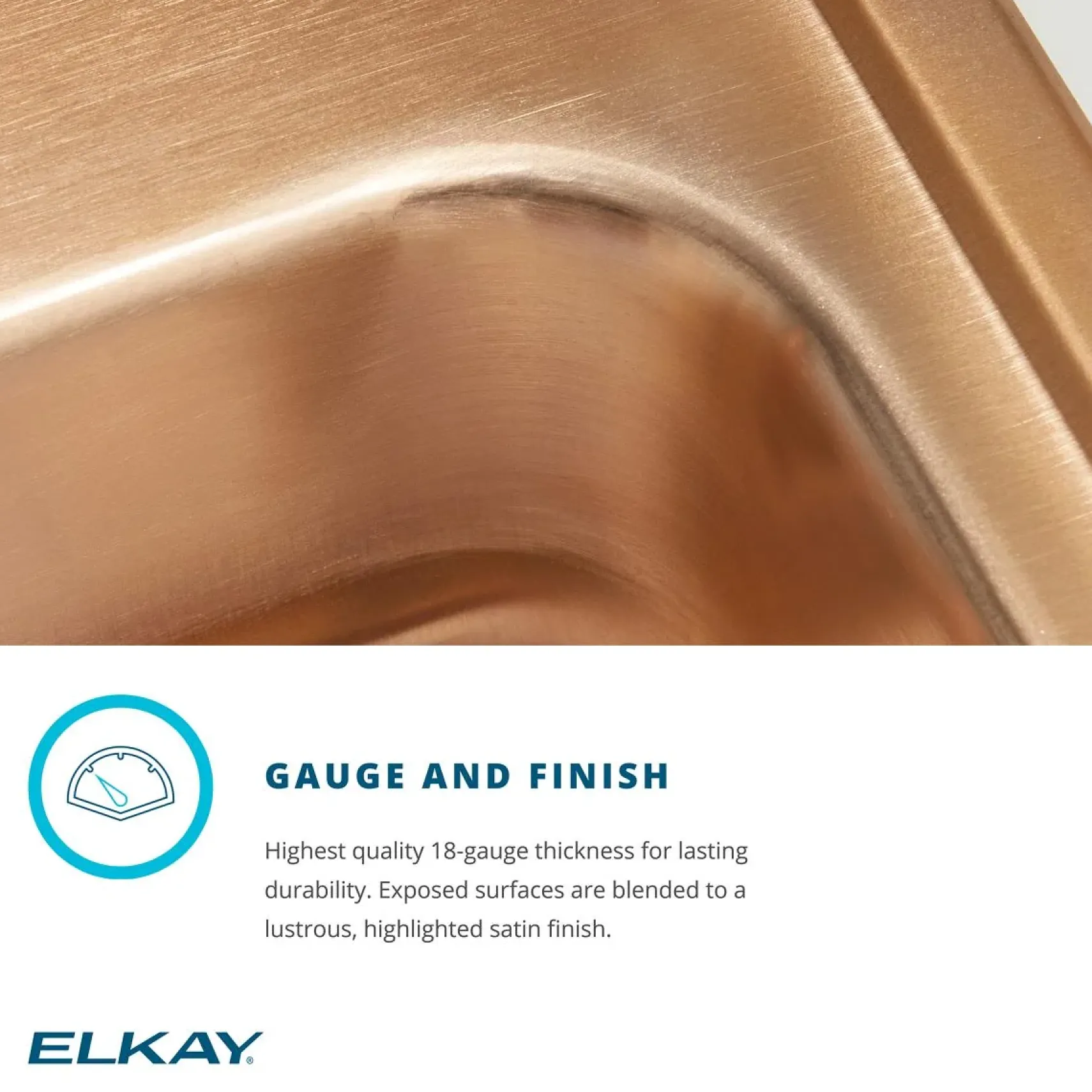 Elkay 13" Drop In/Topmount CuVerro Antimicrobial Copper ADA Kitchen Sink, Lustrous Satin, 1 Faucet Hole, LRAD1316651-CU