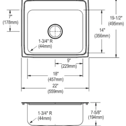 Elkay 22" Drop In/Topmount CuVerro Antimicrobial Copper Kitchen Sink, Lustrous Satin, 1 Faucet Hole, LR22191-CU
