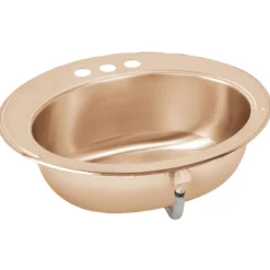 Elkay 20" Round Drop In/Topmount CuVerro Antimicrobial Copper ADA Bathroom Sink, Lustrous Satin, 1 Faucet Hole, LLVR19161-CU