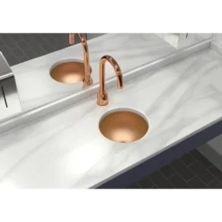 Elkay 11" Round Undermount CuVerro Antimicrobial Copper ADA Bathroom Sink, Lustrous Satin, ELUH9-CU