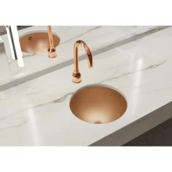 Elkay 14" Round Undermount CuVerro Antimicrobial Copper ADA Bathroom Sink, Lustrous Satin, ELUH12LV-CU