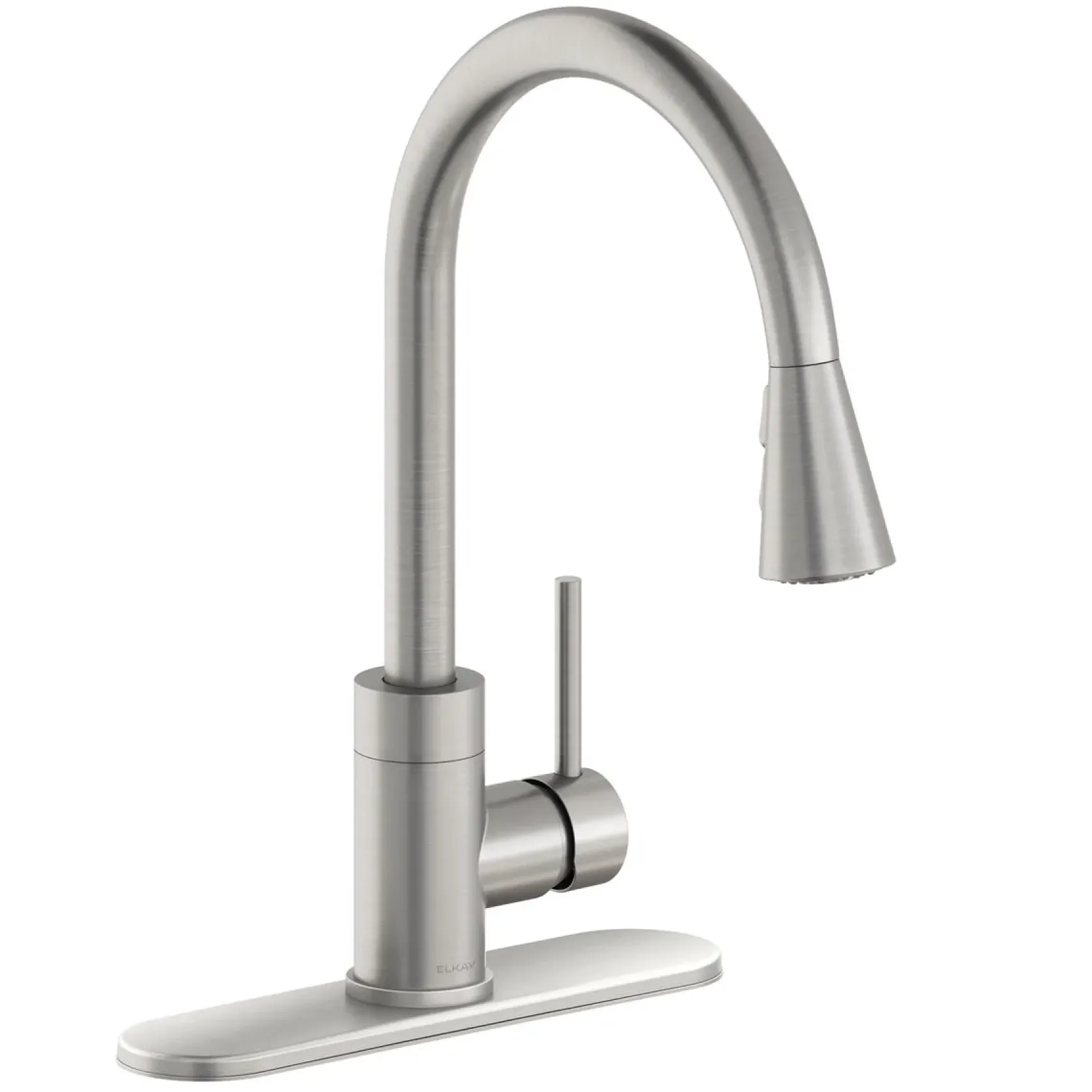Elkay Avado Forward Only Lever Handle Pull-down Spray Spout Brass ADA Kitchen Faucet, Lustrous Steel, LKAV3031LS