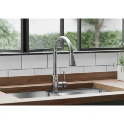 Elkay Avado Forward Only Lever Handle Pull-down Spray Spout Brass ADA Kitchen Faucet, Chrome, LKAV3031CR