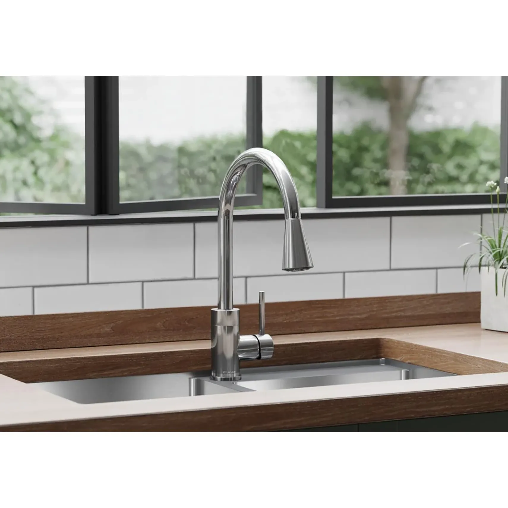 Elkay Avado Forward Only Lever Handle Pull-down Spray Spout Brass ADA Kitchen Faucet, Chrome, LKAV3031CR