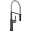 Elkay Avado Forward Only Lever Handle Semiprofessional Spout Brass ADA Kitchen Faucet, Black Stainless and Chrome, LKAV1061BKCR