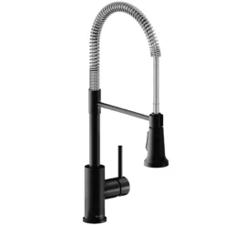 Elkay Avado Lever Handle Semiprofessional Spout Brass ADA Kitchen Faucet, Matte Black and Chrome, LKAV2061MBCR