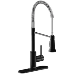 Elkay Avado Lever Handle Semiprofessional Spout Brass ADA Kitchen Faucet, Matte Black and Chrome, LKAV2061MBCR