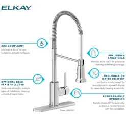 Elkay Avado Lever Handle Semiprofessional Spout Brass ADA Kitchen Faucet, Chrome, LKAV2061CR