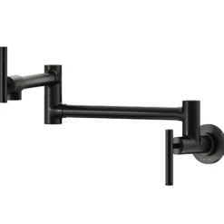 Elkay Avado Lever Handle Pot Filler Spout Brass ADA Kitchen Faucet, Black Stainless, LKAV4091BK