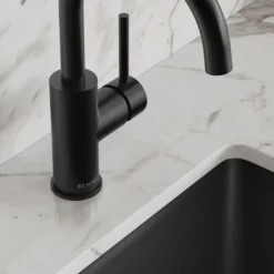 Elkay Avado Lever Handle Gooseneck Spout Brass ADA Bar Faucet, Matte Black, LKAV3021MB