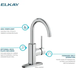 Elkay Avado Lever Handle Gooseneck Spout Brass ADA Bar Faucet, Matte Black, LKAV3021MB