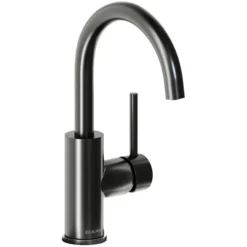 Elkay Avado Lever Handle Gooseneck Spout Brass ADA Bar Faucet, Black Stainless, LKAV3021BK