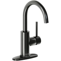 Elkay Avado Lever Handle Gooseneck Spout Brass ADA Bar Faucet, Black Stainless, LKAV3021BK