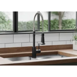 Elkay Avado Lever Handle Semiprofessional Spout Brass ADA Kitchen Faucet, Black Stainless and Chrome, LKAV2061BKCR