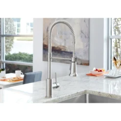 Elkay Avado Lever Handle Semiprofessional Spout Brass ADA Kitchen Faucet, Lustrous Steel, LKAV2061LS