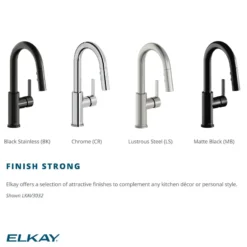 Elkay Avado Lever Handle Pull-down Spray Spout Brass ADA Bar Faucet, Black Stainless, LKAV3032BK