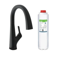 Elkay Avado Lever Handle Pull-down Spray Spout Brass ADA Kitchen Faucet, Matte Black, LKAV7051FMB
