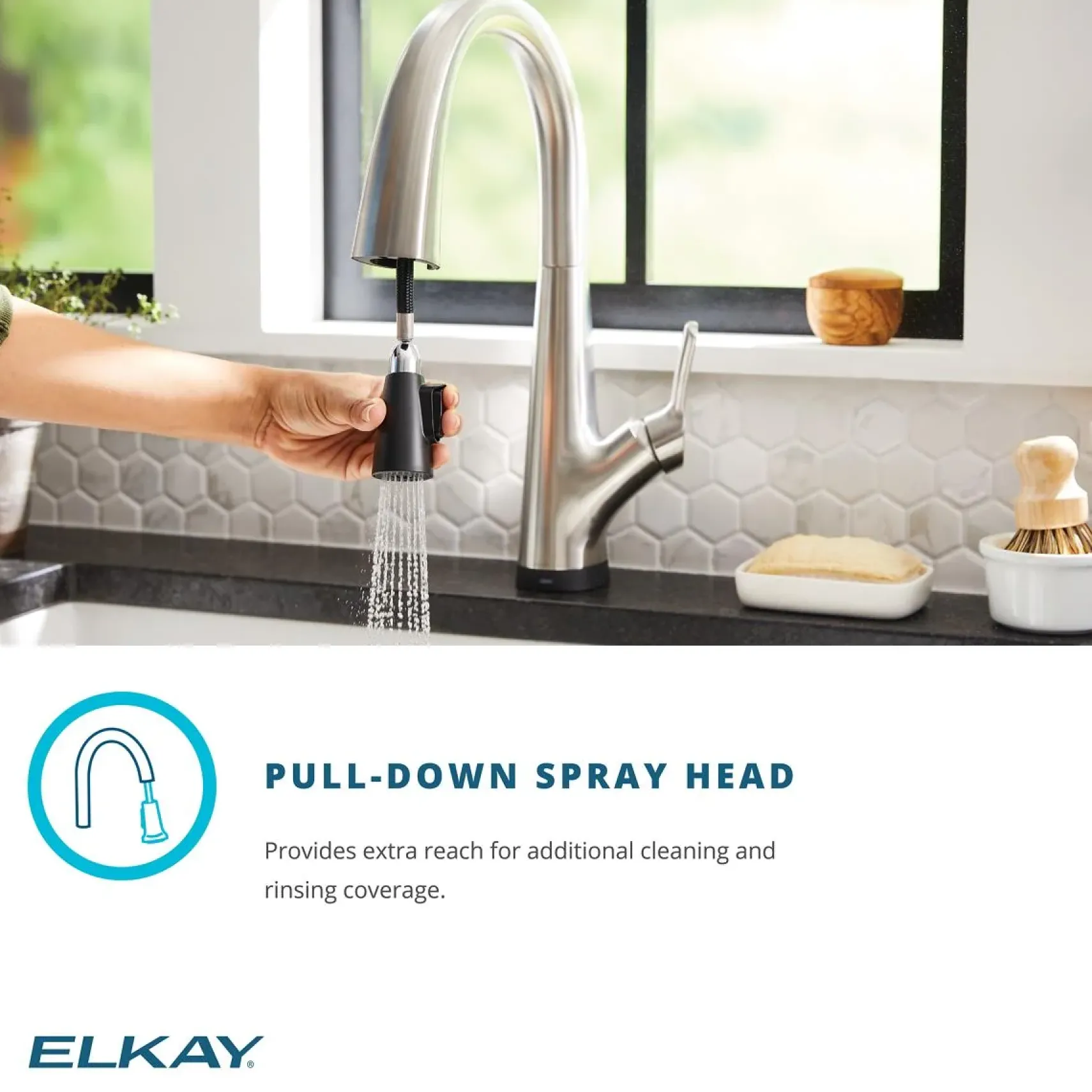 Elkay Avado Lever Handle Pull-down Spray Spout Brass ADA Kitchen Faucet, Matte Black, LKAV7051FMB