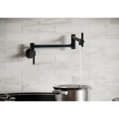 Elkay Avado Lever Handle Pot Filler Spout Brass ADA Kitchen Faucet, Matte Black, LKAV4091MB