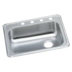 Elkay Celebrity 25" Drop In/Topmount Stainless Steel ADA Kitchen Sink, Brushed Satin, 4 Faucet Holes, GECR2521R4
