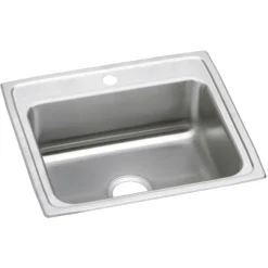 Elkay Celebrity 25" Drop In/Topmount Stainless Steel Kitchen Sink, Brushed Satin, 1 Faucet Hole, PSR25221