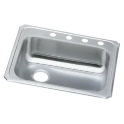 Elkay Celebrity 25" Drop In/Topmount Stainless Steel ADA Kitchen Sink, Brushed Satin, 4 Faucet Holes, GECR2521L4