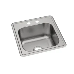 Elkay Celebrity 20" Drop In/Topmount Stainless Steel Laundry/Utility Sink, Brushed Satin, 2 Faucet Holes, ESE2020102