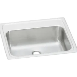 Elkay Celebrity 19" Rectangular Drop In/Topmount Stainless Steel ADA Bathroom Sink, Brushed Satin, No Faucet Hole, PSLVR1917LO0