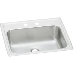 Elkay Celebrity 19" Rectangular Drop In/Topmount Stainless Steel ADA Bathroom Sink, Brushed Satin, 2 Faucet Holes, PSLVR19172