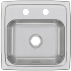 Elkay Celebrity 15" Rectangular Stainless Steel ADA Bar/Prep Sink, Brushed Satin, 2 Faucet Holes, BPSR152