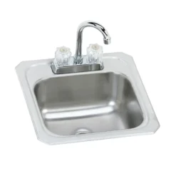 Elkay Celebrity 15" Rectangular Stainless Steel Bar/Prep Sink Kit with Faucet, Brushed Satin, 2 Faucet Holes, BCRA150C