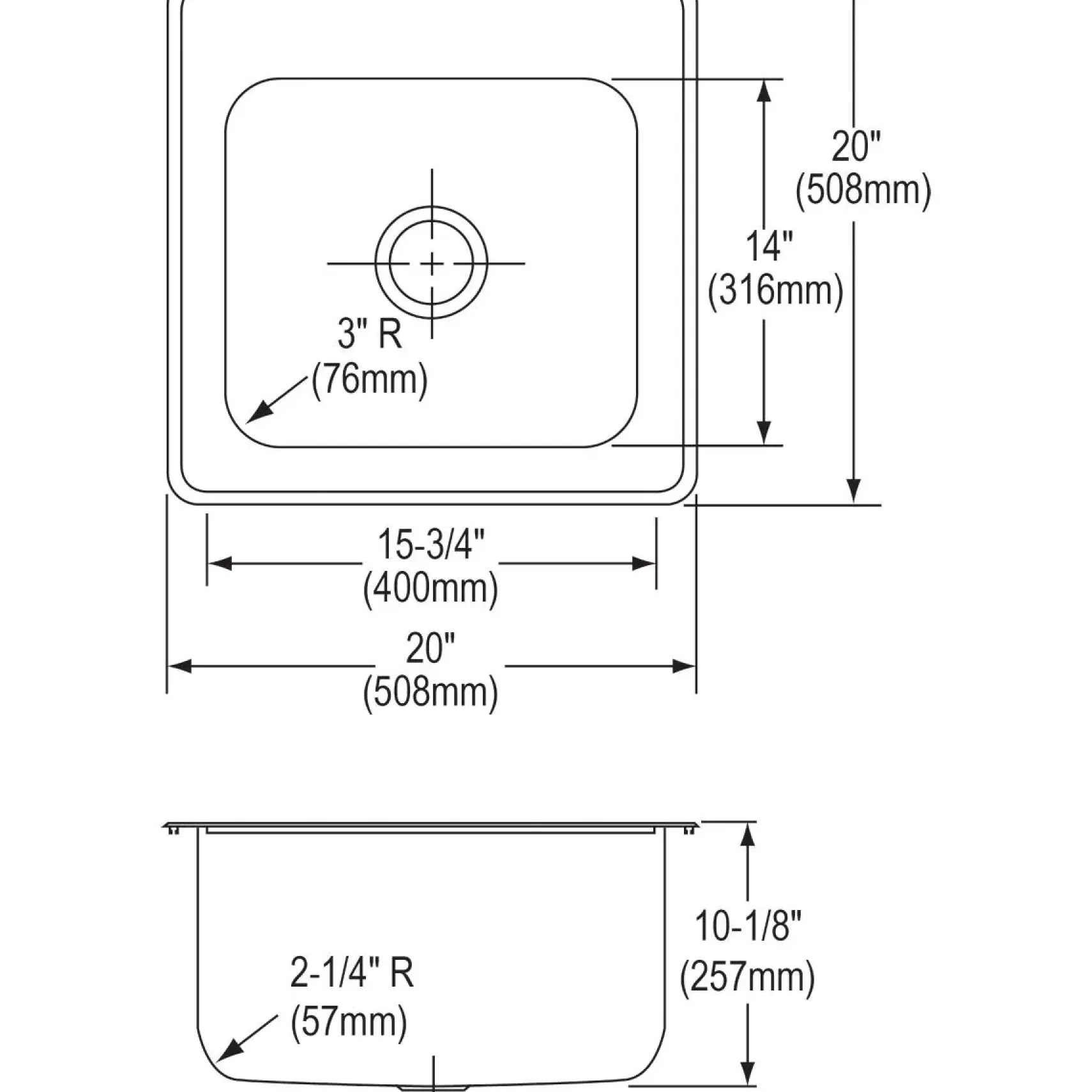Elkay Celebrity 20" Stainless Steel Laundry Sink, Brushed Satin, 1 Faucet Hole, ESE2020101