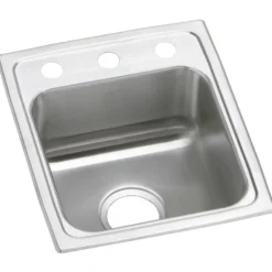 Elkay Celebrity 15" Stainless Steel Bar Sink, Brushed Satin, 3 Faucet Hole, PSR15173