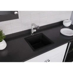 Elkay Classic 16" Quartz Bar Sink, Black, ELG1616BK0