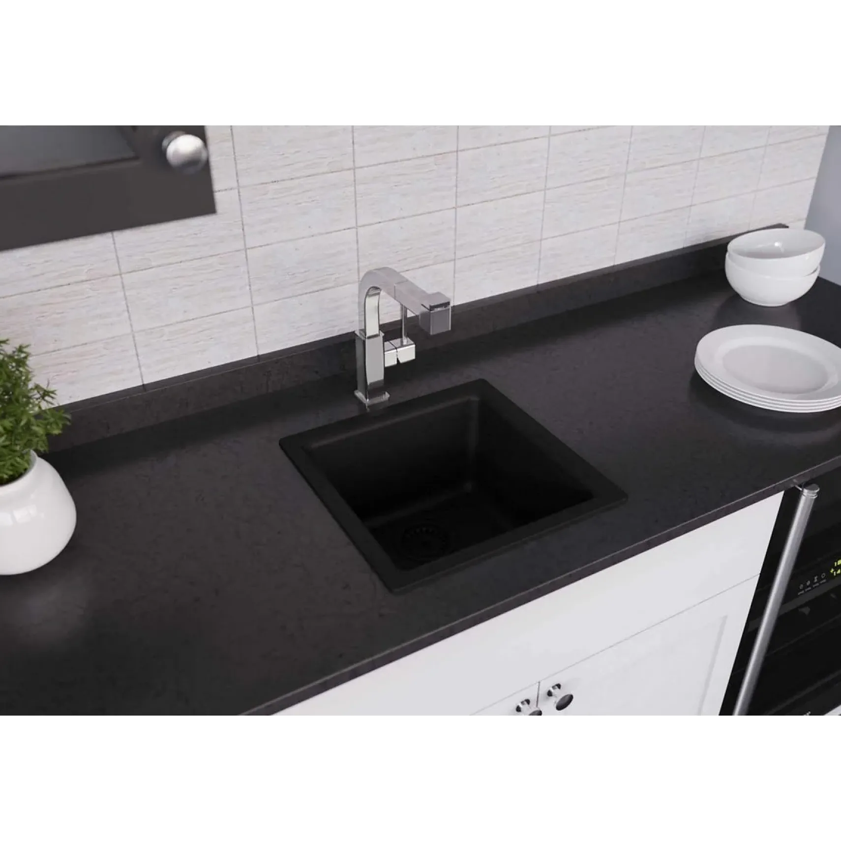 Elkay Classic 16" Quartz Bar Sink, Black, ELG1616BK0