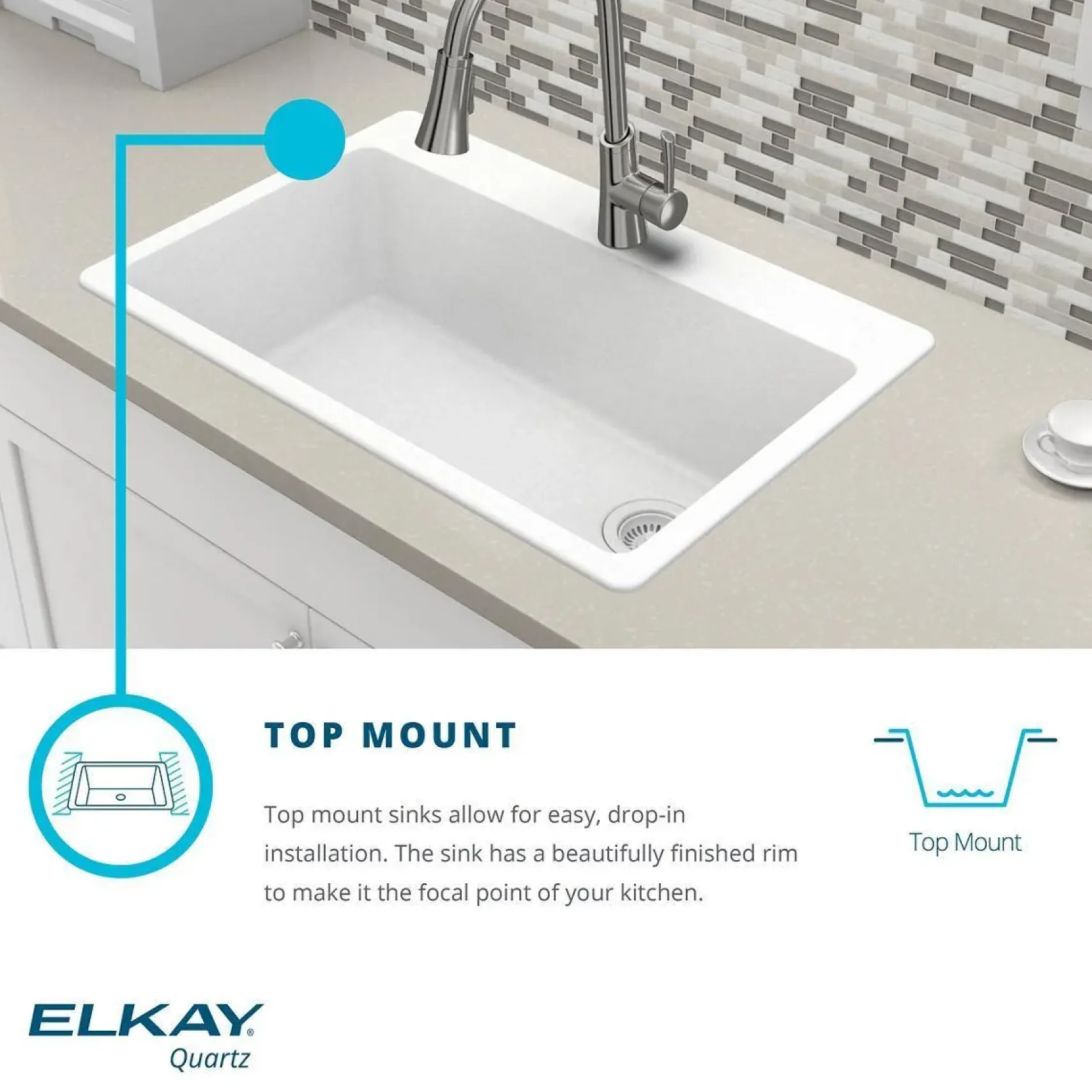 Elkay Classic 16" Quartz Bar Sink, Black, ELG1616BK0