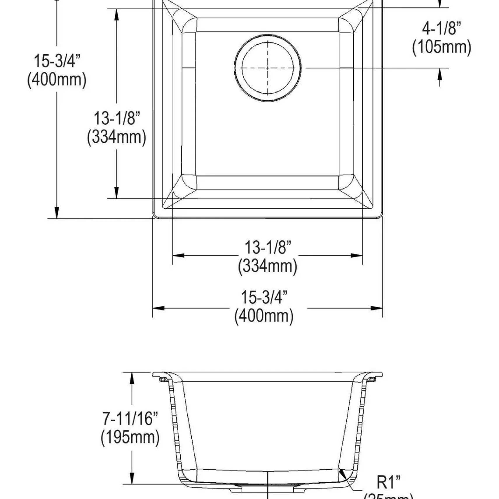 Elkay Classic 16" Quartz Bar Sink, Greystone, ELG1616GS0