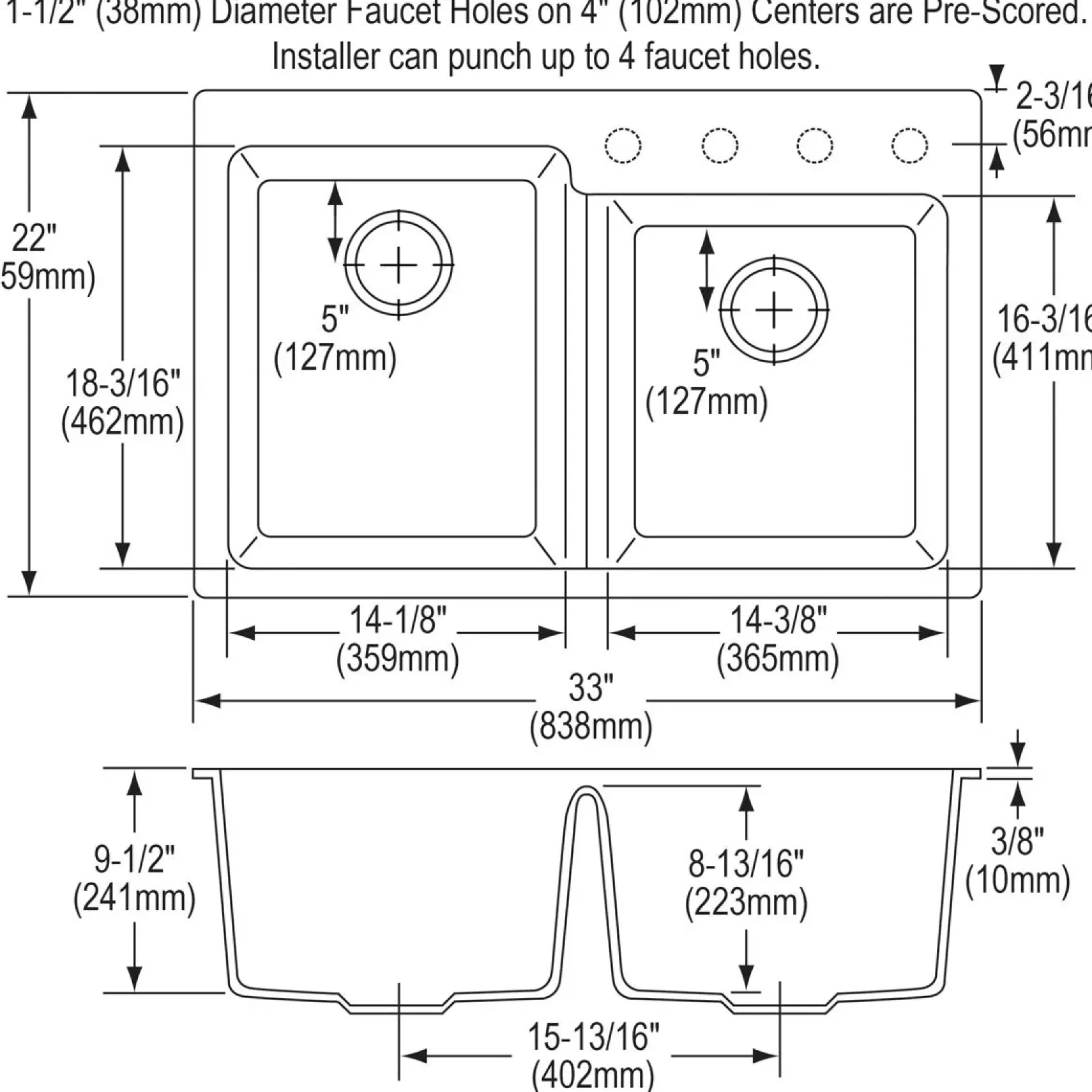 Elkay Classic 33" Quartz Kitchen Sink, 50/50 Double Bowl, Putty, ELG250RPT0