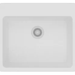 Elkay Classic 25" Quartz Kitchen Sink, White, Pre-scored for up to 5 Faucet Hole, ELG2522WH0