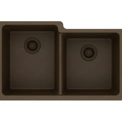 Elkay Classic 33" Quartz Kitchen Sink, 50/50 Double Bowl, Mocha, ELGU250RMC0